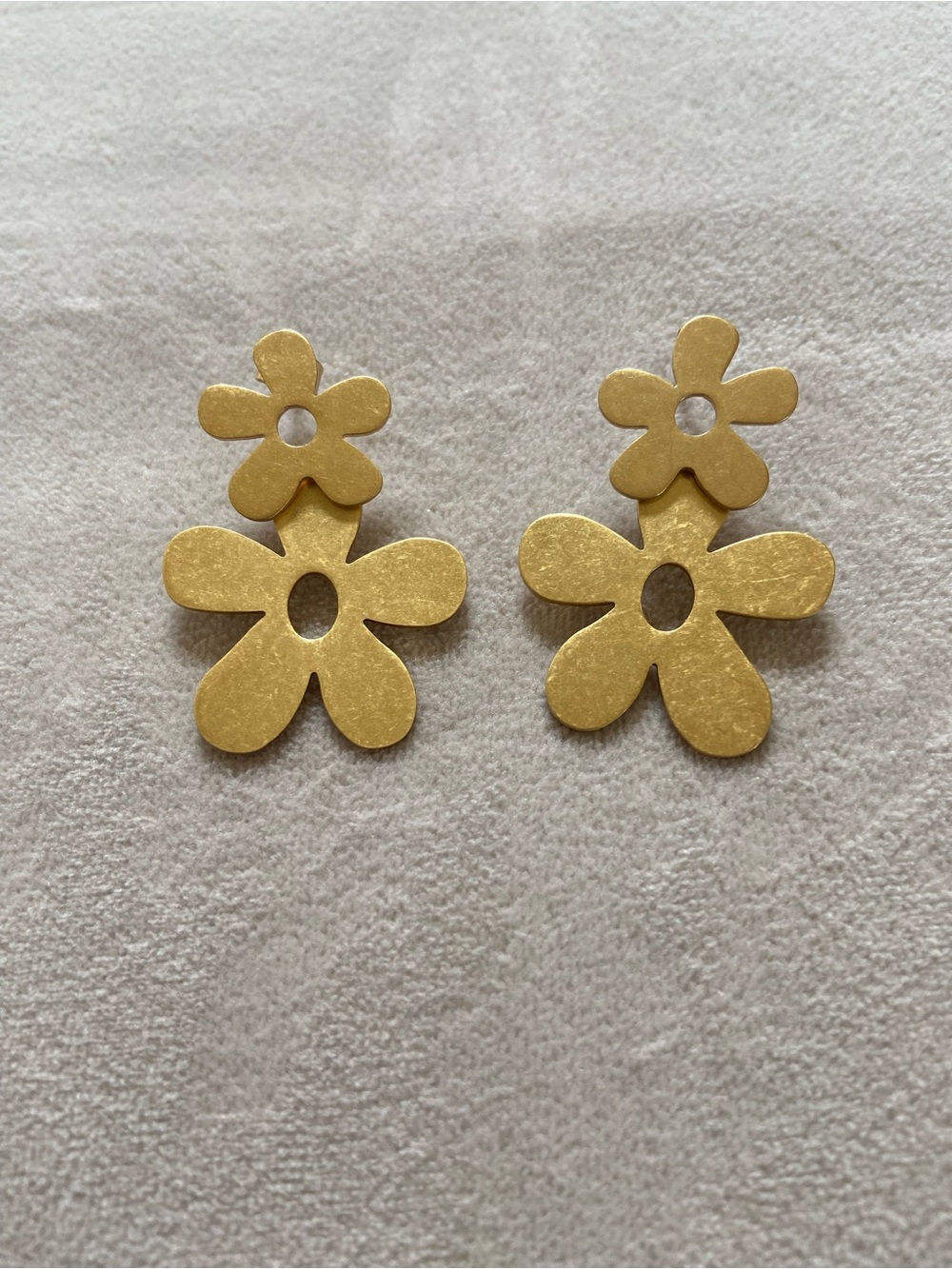 Madewell Matte Gold Double Flower Drop Earrings
